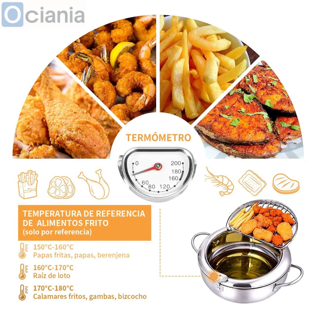 Olla Japonesa para Frituras 3.4L con Termómetro de Precisión