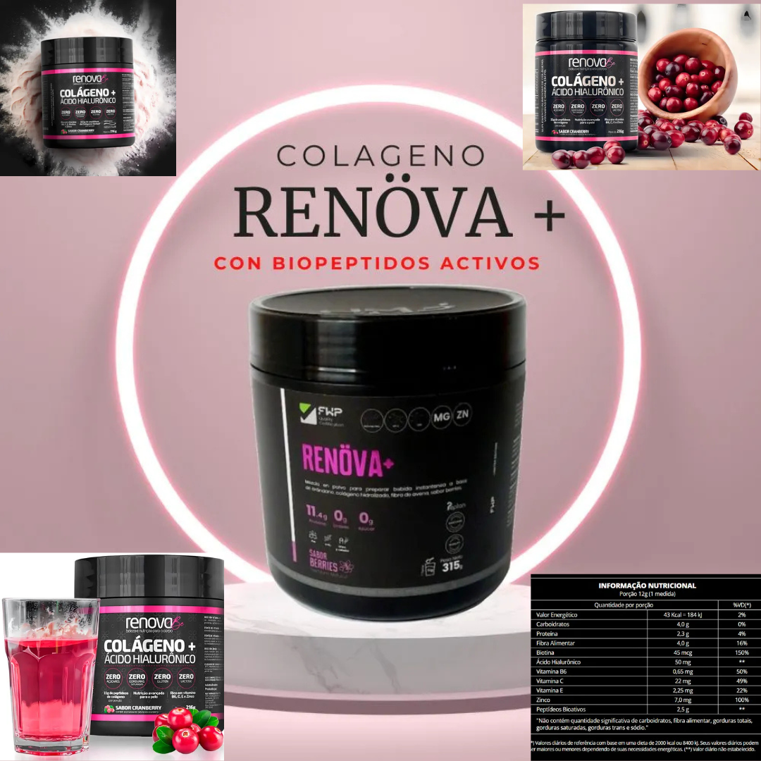 COLÁGENO RENÖVA + BIOPEPTIDOS ACTIVOS RESVERATROL Y COENZIMA Q10