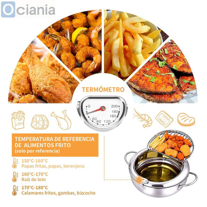Olla Japonesa para Frituras 3.4L con Termómetro de Precisión